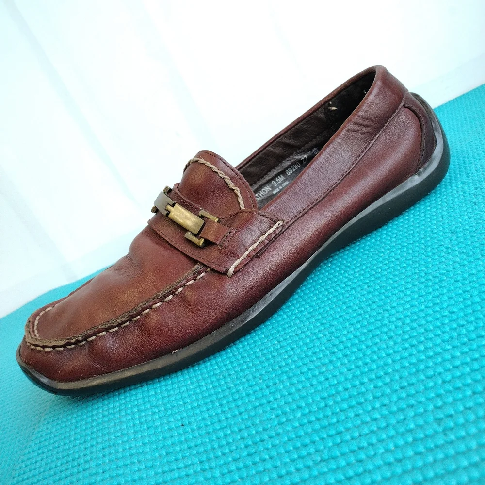 Structure Marathon Mens Leather Lined Slip On Loafers Brown 9.5M